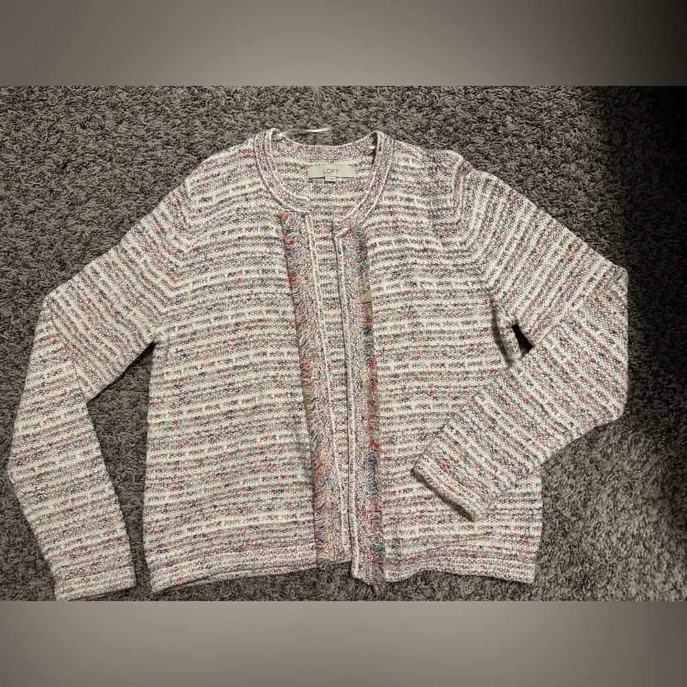 LOFT Multicolor Textured Cardigan